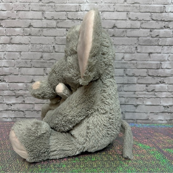 HUG FUN 20" ELEPHANT and BABY Hugging Stuffed Animal Plush Gray Pink Floppy Ears - Picture 4 of 14